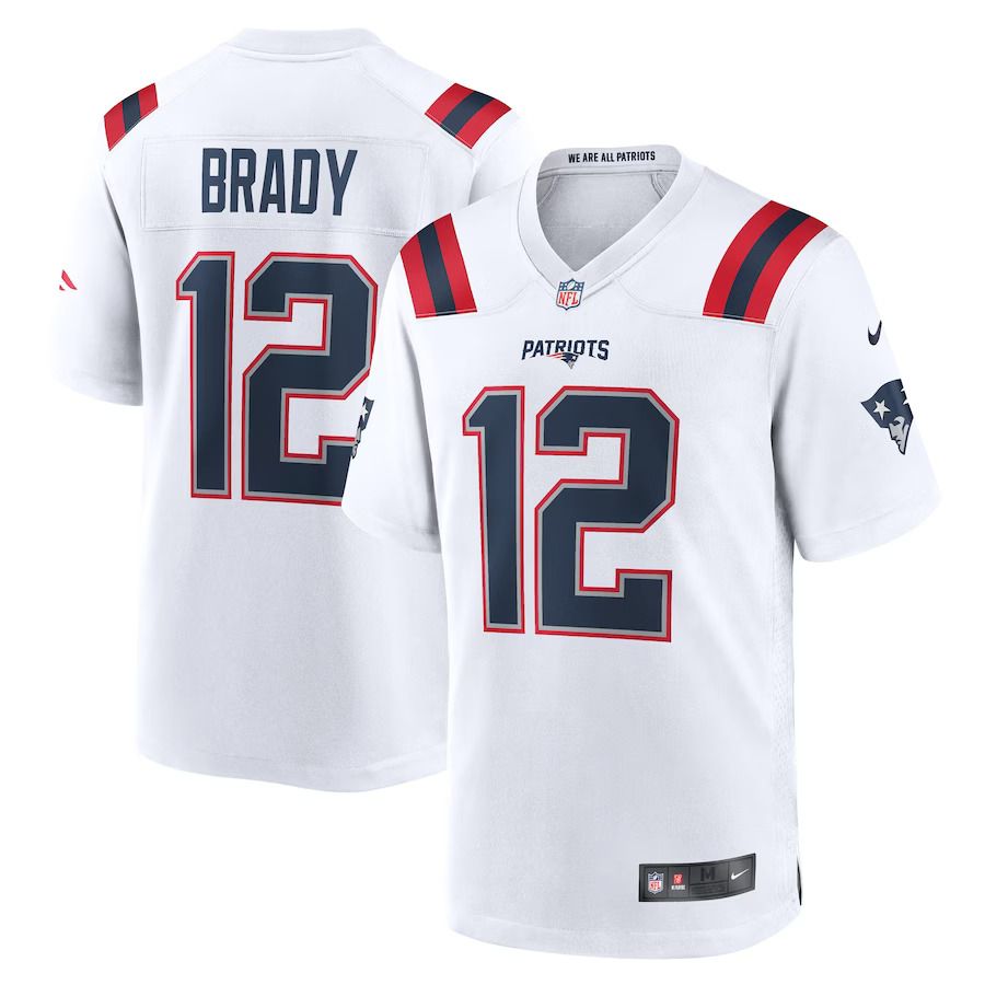Men New England Patriots 12 Tom Brady Nike White Retired Game NFL Jersey